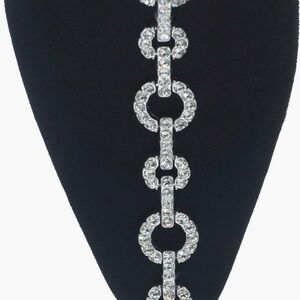 Gently used - 🖤✨Impo Black Ankle Boots with Silver Rhinestone Chain Detail